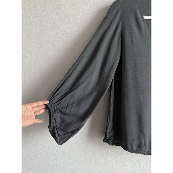 CobbleStone Blouse Women’s M/L Gray Balloon Sleeve Italy Priya Top Minimalist - Picture 11 of 16